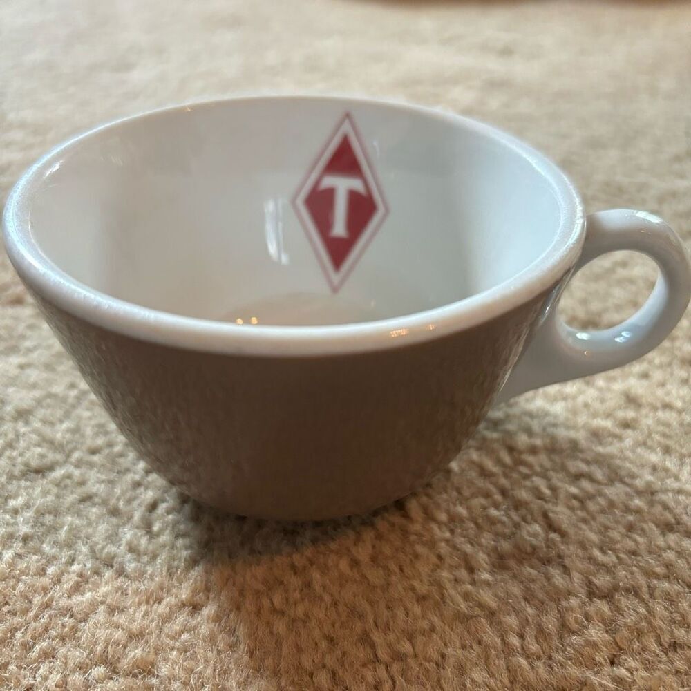 Jackson China Brown Cup With T In Red Diamond